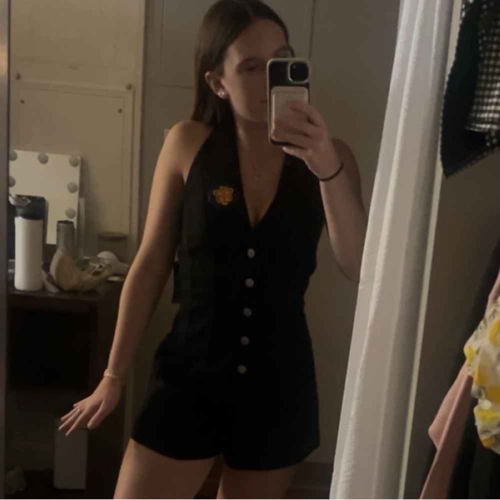 Black Denim Romper